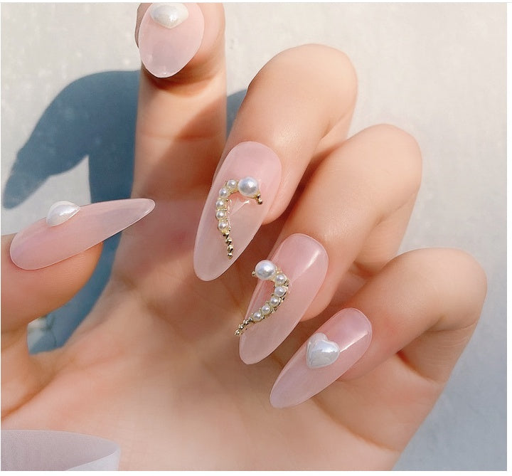 DIY Heart Alloy Rhinestone Nail Decorations