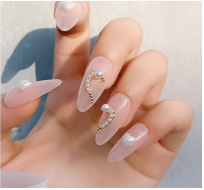 DIY Heart Alloy Rhinestone Nail Decorations