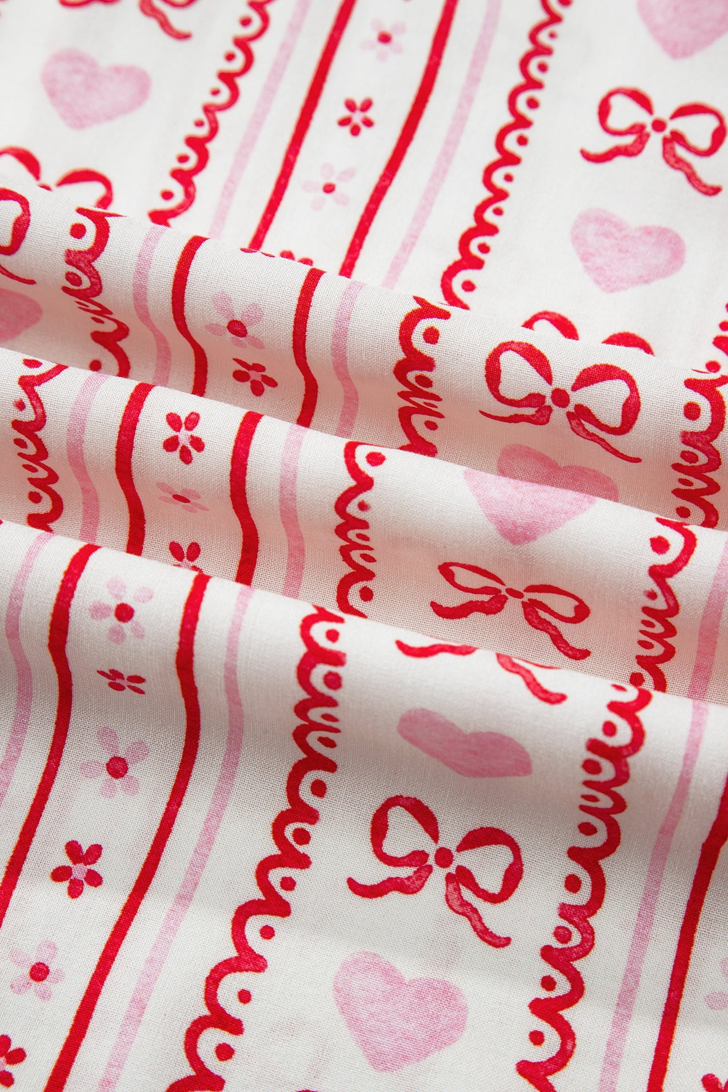 Bow Heart Top and Shorts Pajama Set