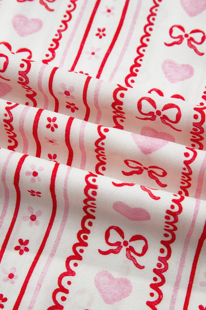 Bow Heart Top and Shorts Pajama Set