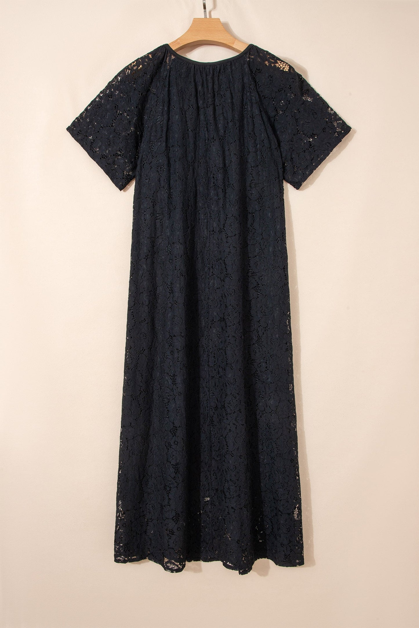 Floral Lace Overlay Tassel Tie Maxi Dress