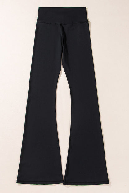 Solid V-Shape High Waist Flared Leggings