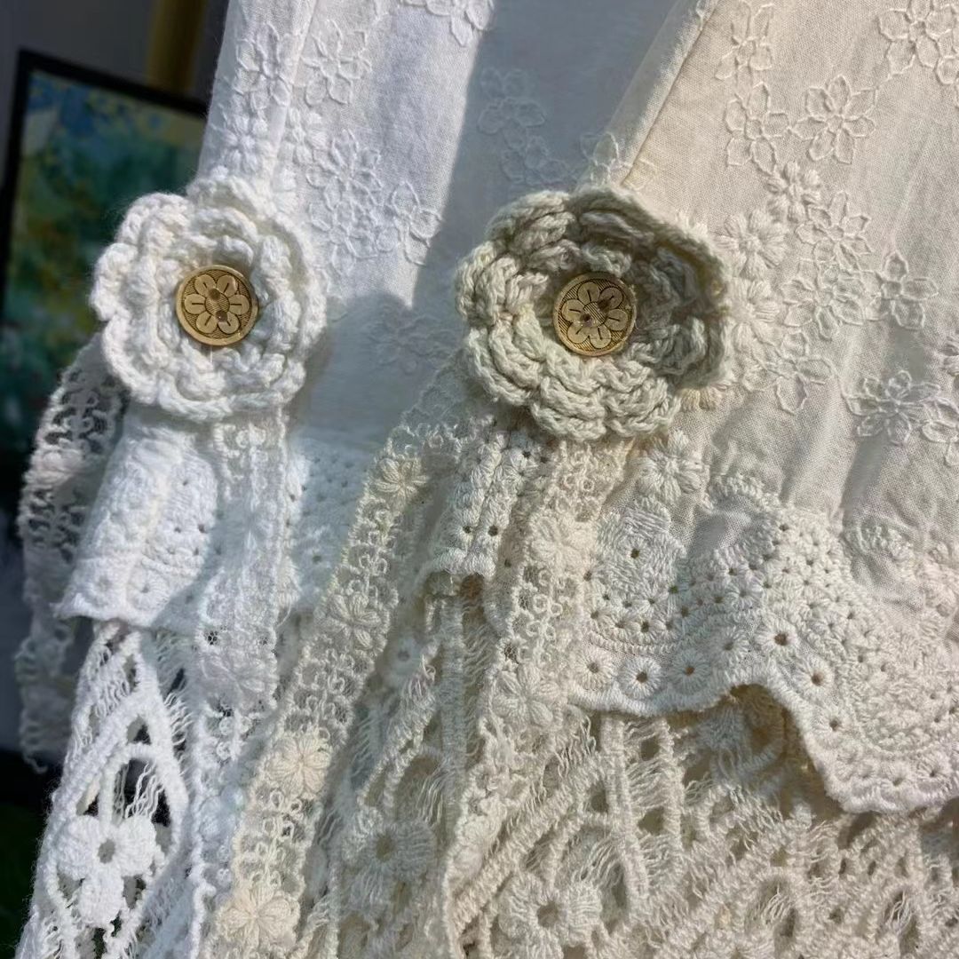 Forest Style Fully Hollowed Out Embroidered Patchwork Lantern Pants