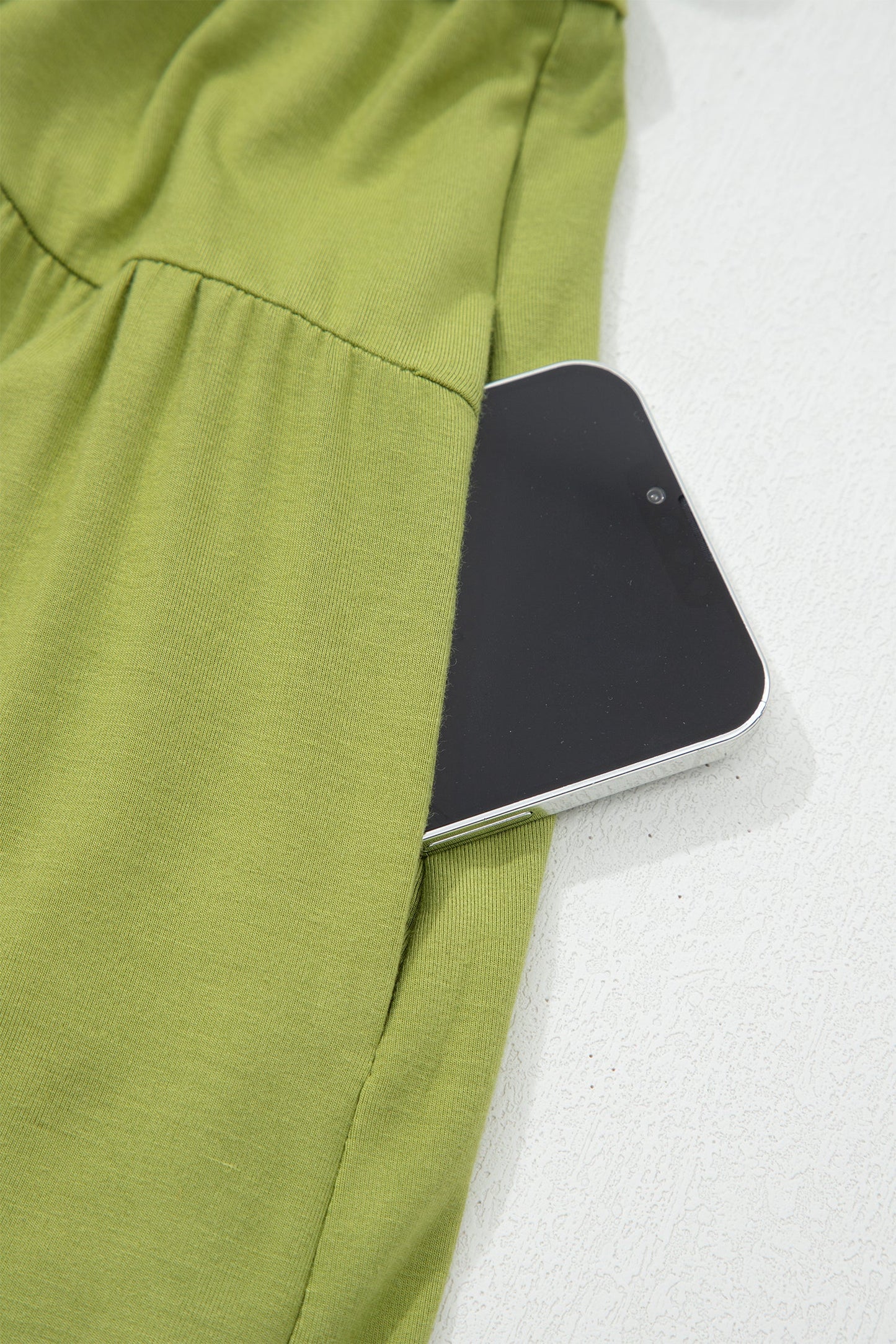 Solid V-Neck Cap Sleeve Elastic Waist Dress