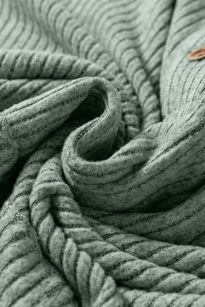 Solid Ribbed Knit Drop Shoulder Henley Top