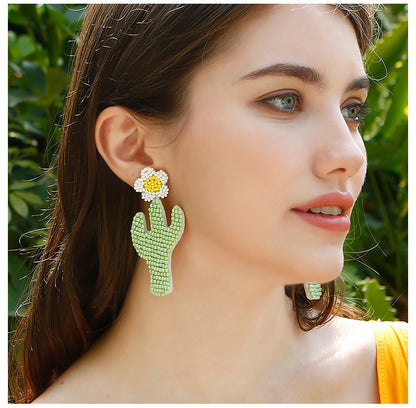 Handmade Bead Flower Earrings