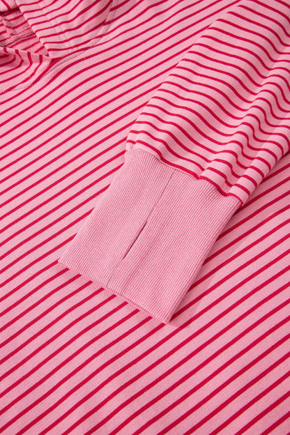 Stripe Thumbhole Drop Shoulder Sleeve Hoodie