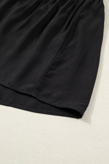 Contrast Trim Split Neck Midi Dress