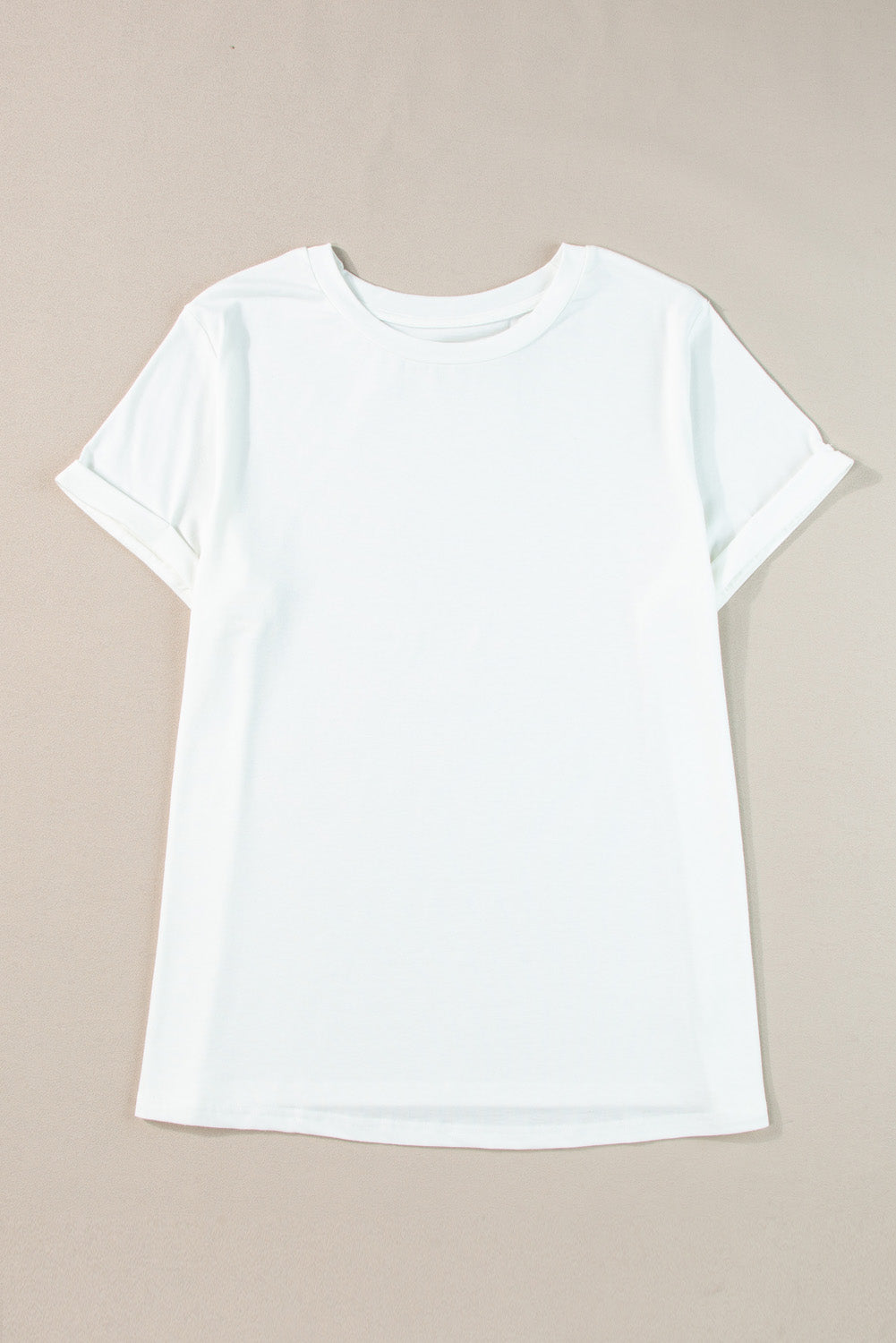 Plus Size Round Neck Roll Sleeve T-shirt