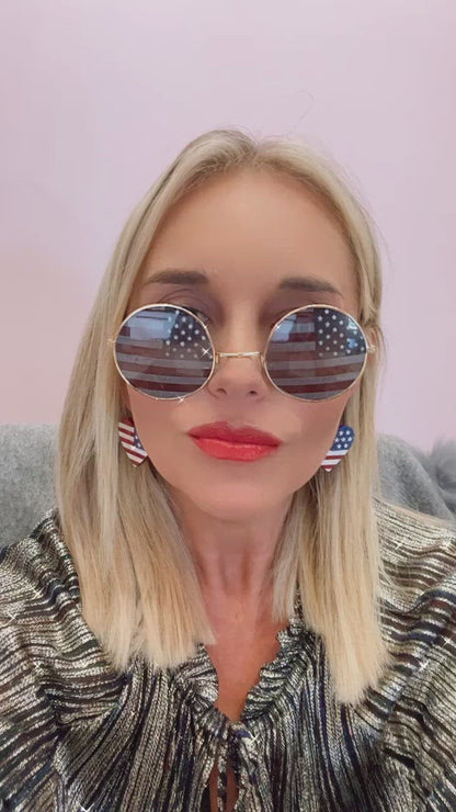 American Flag Round Shaped Sunglasses