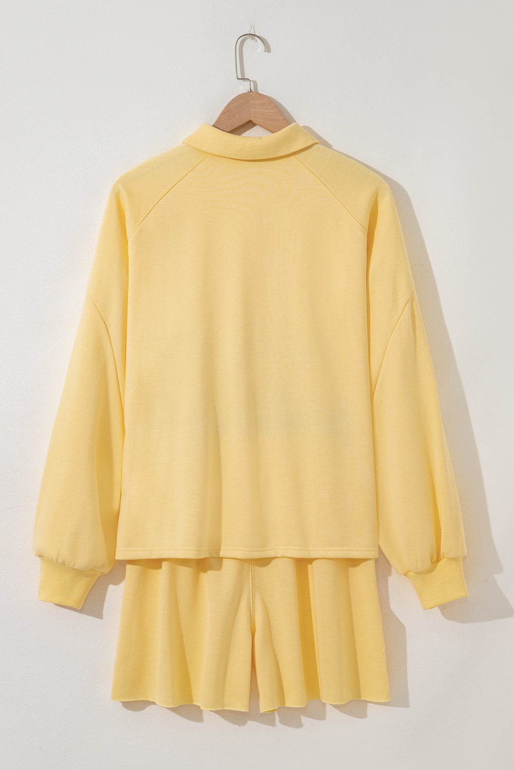 Button Collar Pullover and Casual Shorts Set