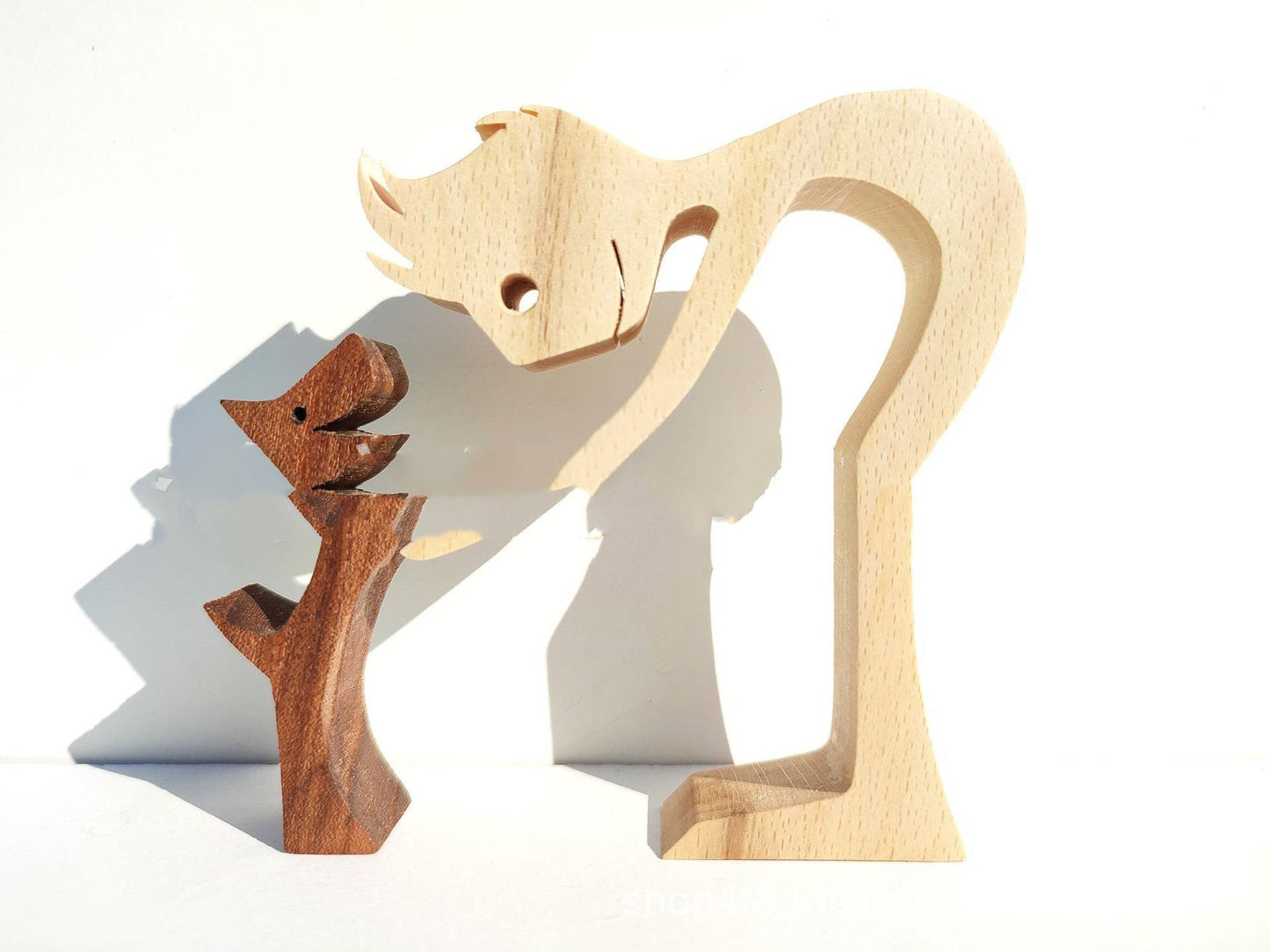 DIY Wooden Dog Figurine Sculpture Home Decor