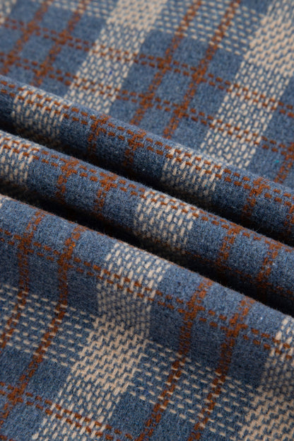 Plaid Corduroy Patchwork Zip-Up Snap-Button Jacket