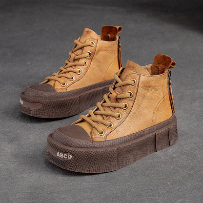 Back Zip Cowhide Ankle Boots