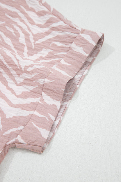 Abstract Cuff Top & Shorts Loose Set