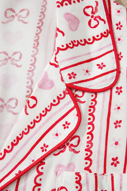 Bow Heart Top and Shorts Pajama Set