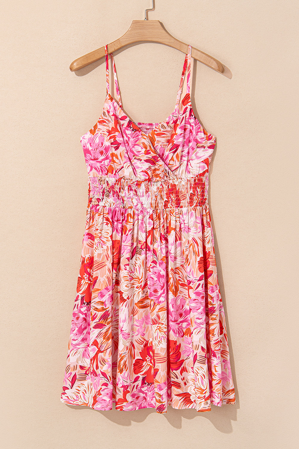 Floral Spaghetti Strap Surplice Neck Dress