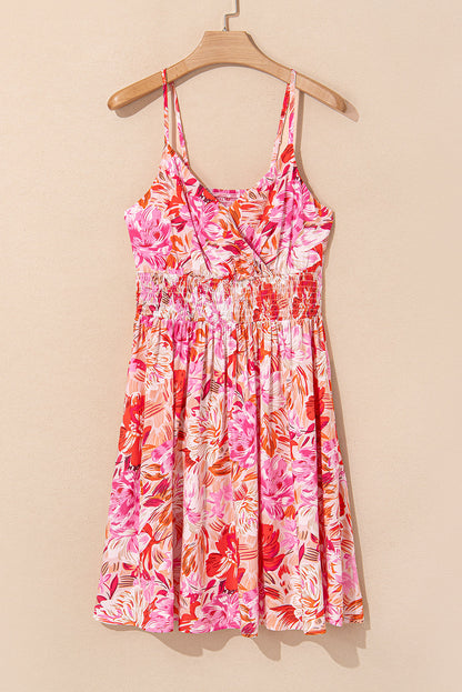 Floral Spaghetti Strap Surplice Neck Dress