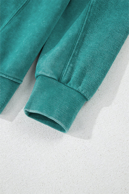 Solid Notched Neck Drop Shoulder Sweatshirt