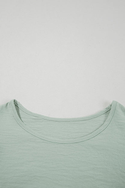 Solid Ruffle Short Sleeve Casual Blouse