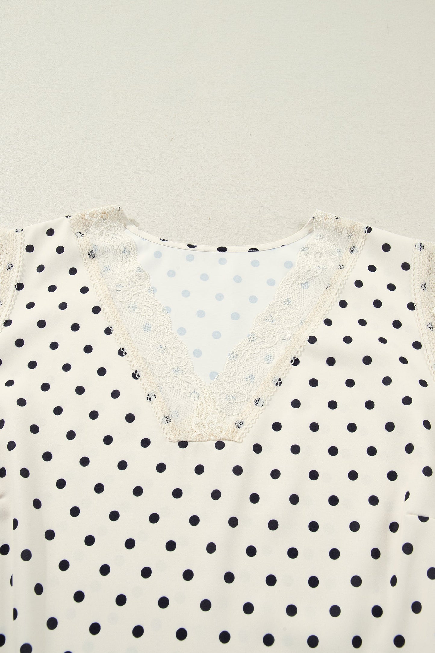 Plus Size Polka Dot Lace V-Neck Top