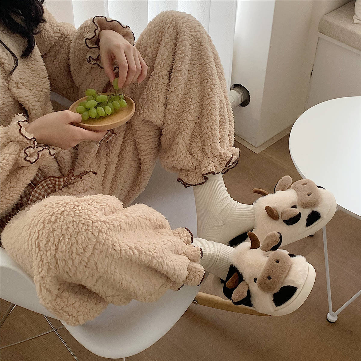 Cute Cow Slippers - Soft, Fluffy, and Warm for Women