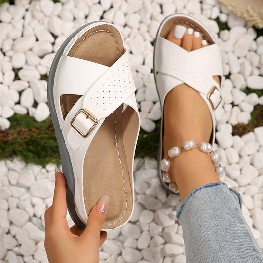 Stylish Buckle Wedge Sandals for Summer