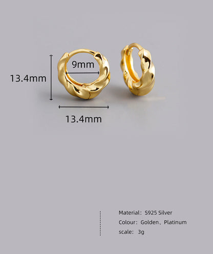 Golden Circle Twisted S925 Silver Ear Clip