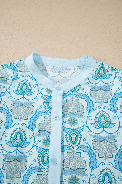 Paisley Puff Sleeve Loose Shirt