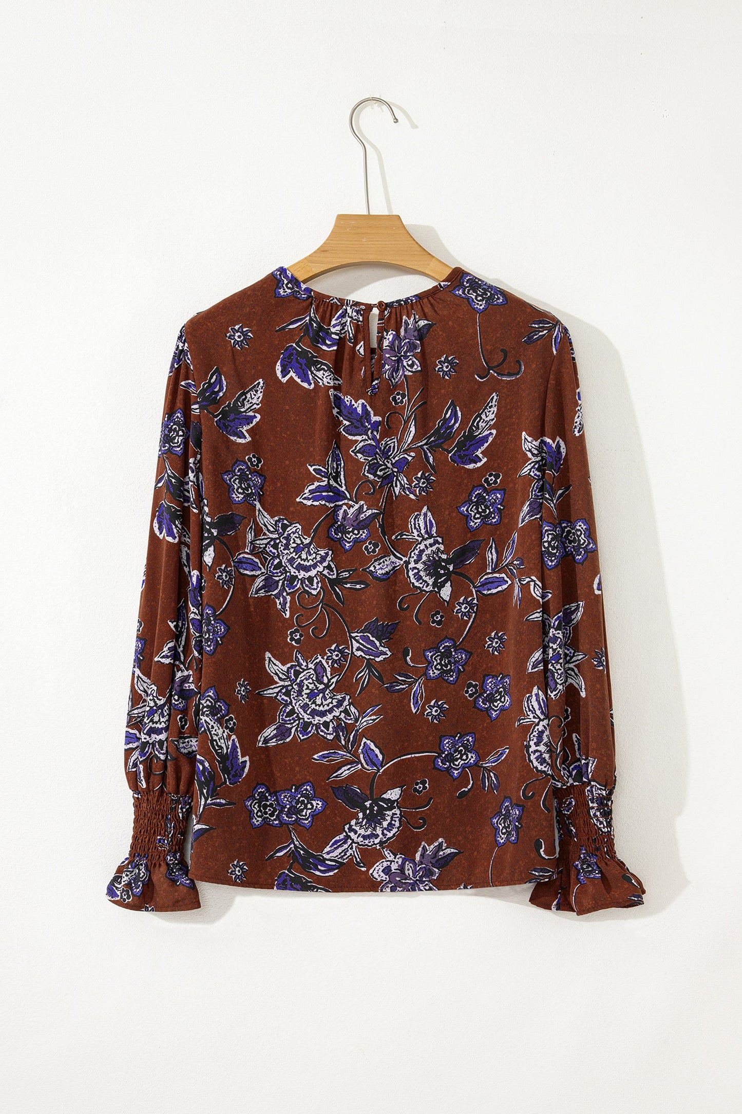 Floral Autumn Smock Cuffs Shift Blouse