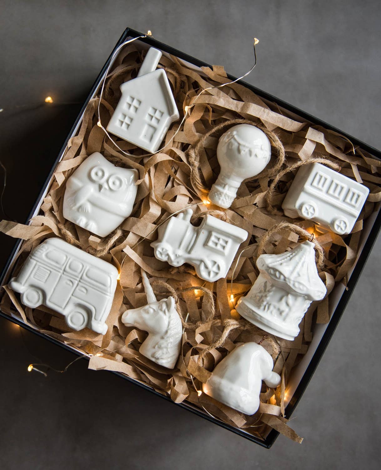 Handmade Porcelain Christmas Ornaments: Mini Bus
