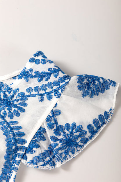 Boho Flutter Sleeve Crew Neck Blouse