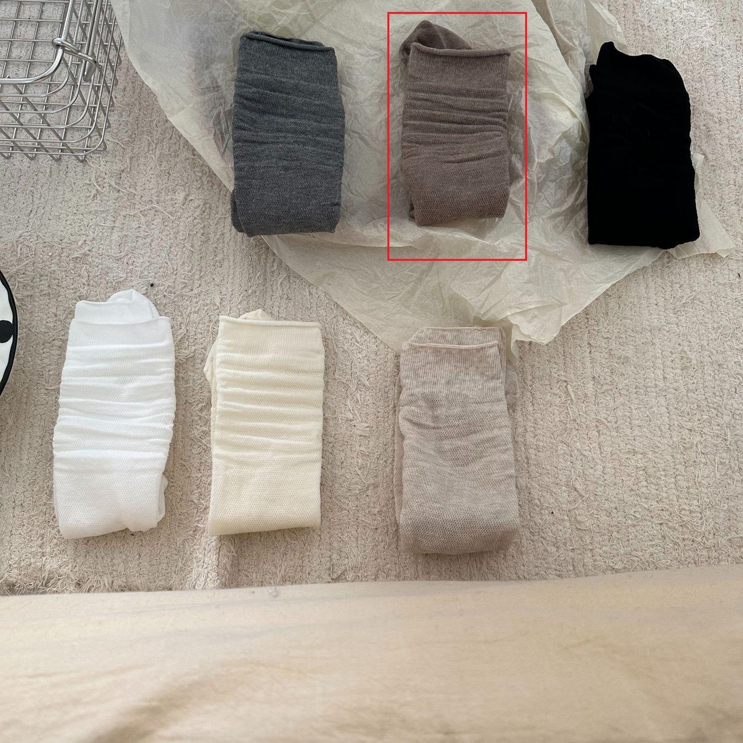 Colorful String Mesh Hollow Mid-Calf Socks