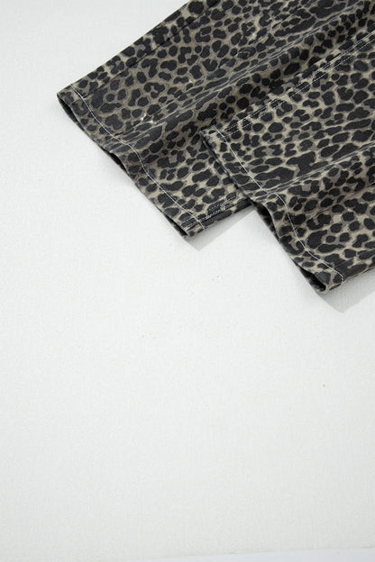 Leopard High Waist Barrel Jeans