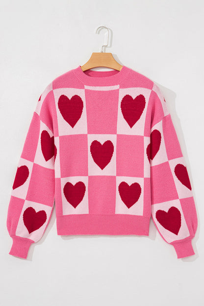 Valentine Heart Checker Crewneck Sweater