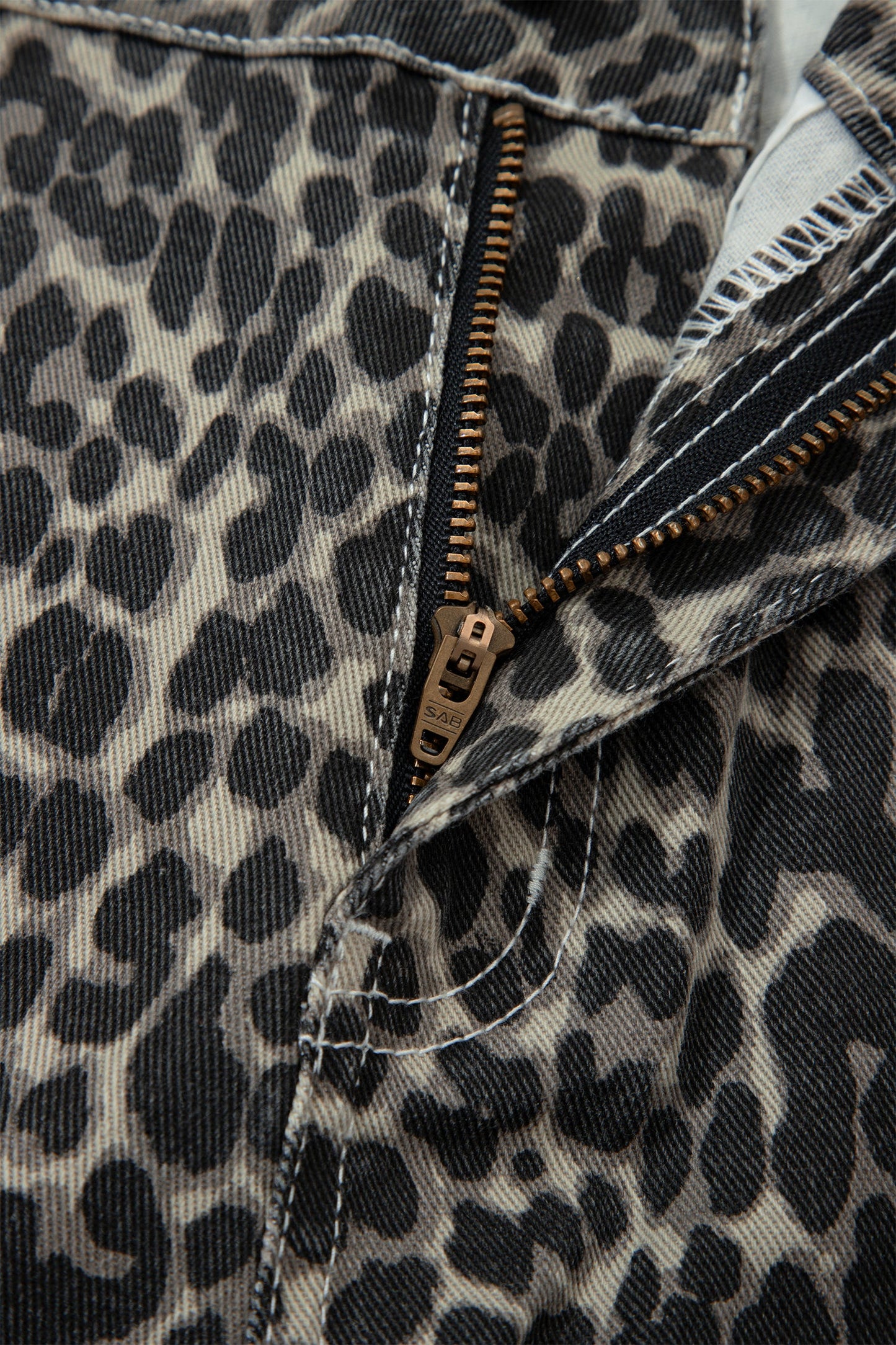 Leopard High Waist Barrel Jeans