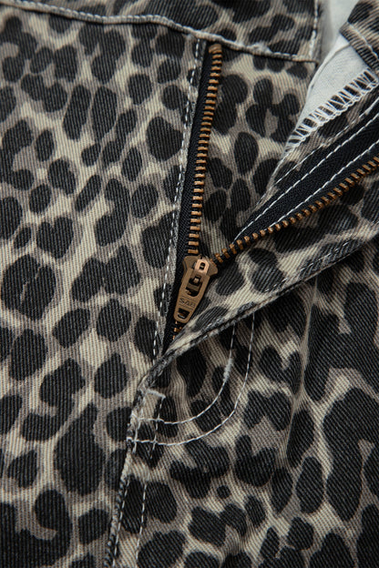 Leopard High Waist Barrel Jeans