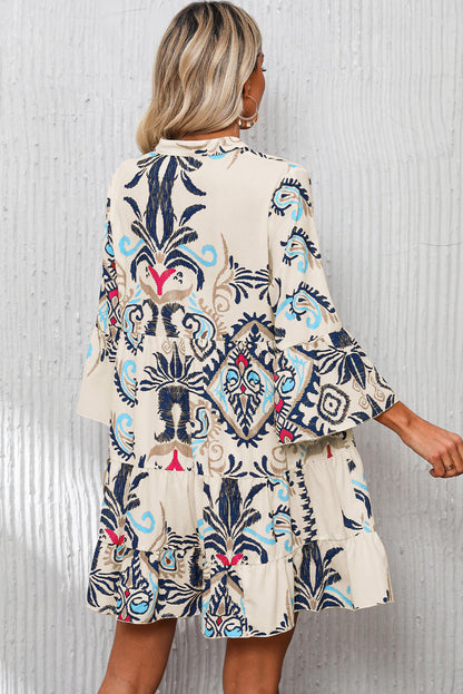 Tribal Bracelet Sleeve Button Mini Dress