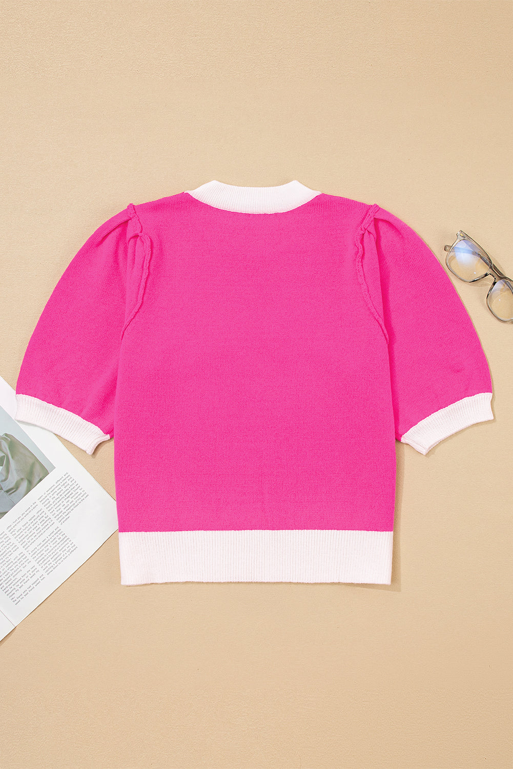Valentine XOXO Embroidered Puff Sleeve Sweater Tee