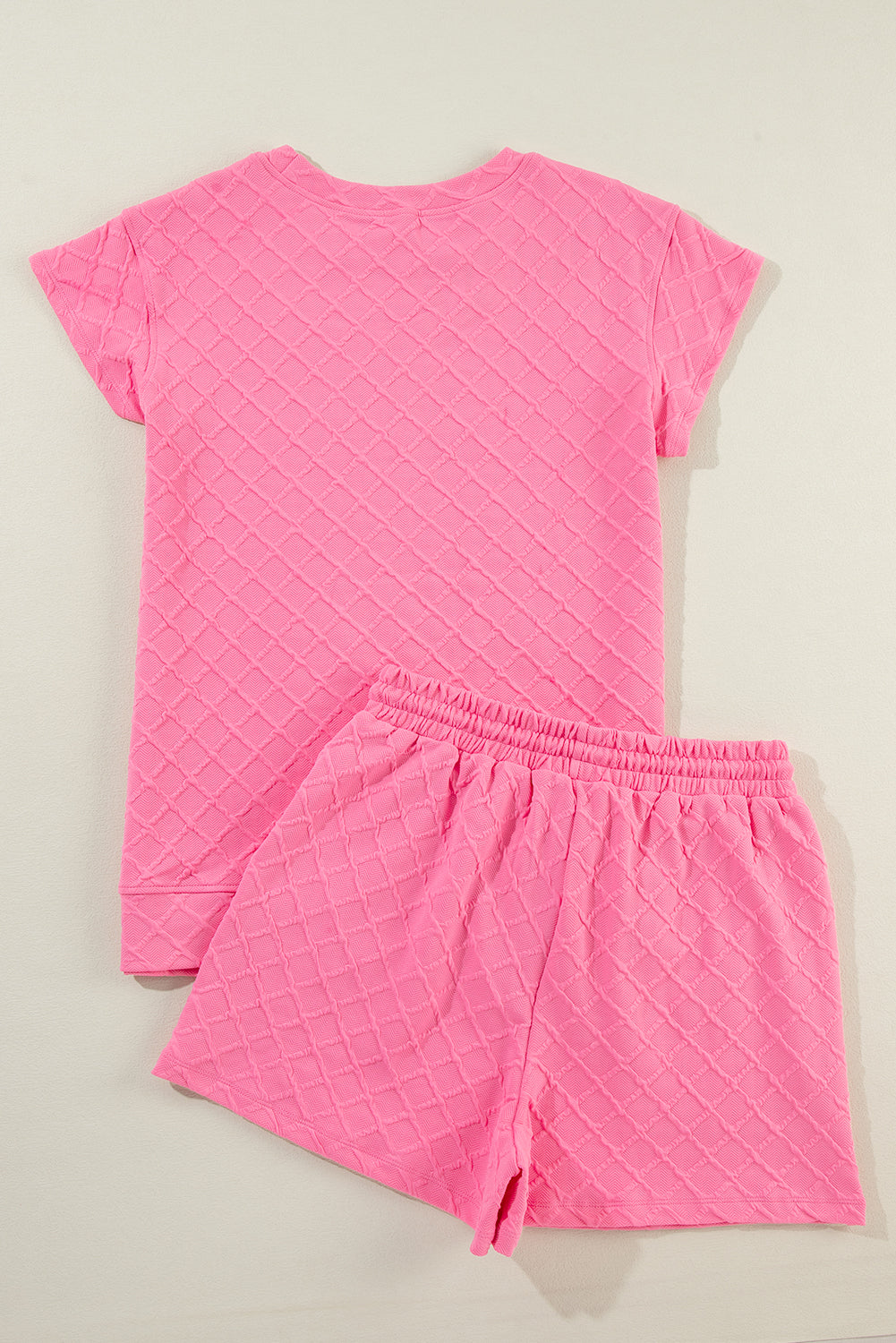 Checkered Textured Tee and Drawstring Shorts