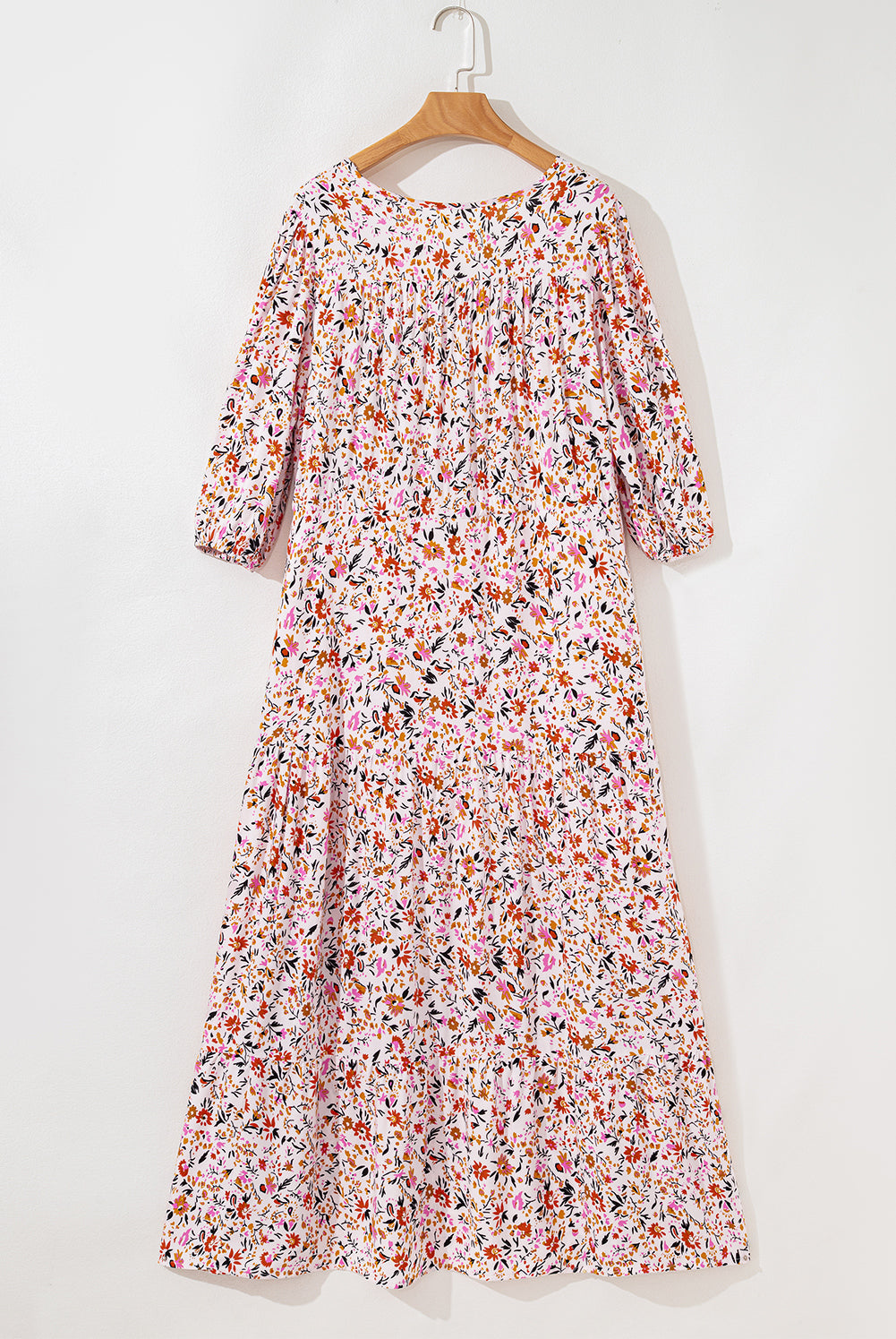 Floral Boho Half Sleeve V‑Neck Maxi Dress