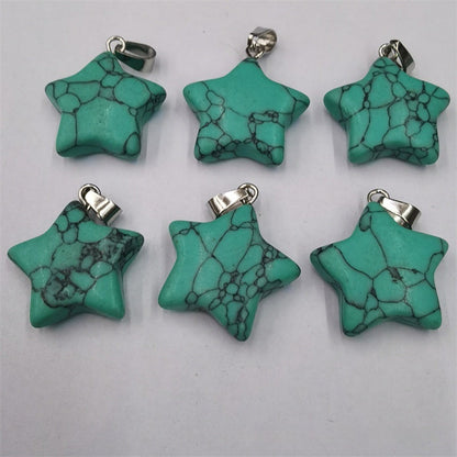 Natural Stone Crystal Agate Star Pendant