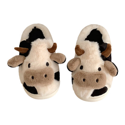 Cute Cow Slippers - Soft, Fluffy, and Warm for Women
