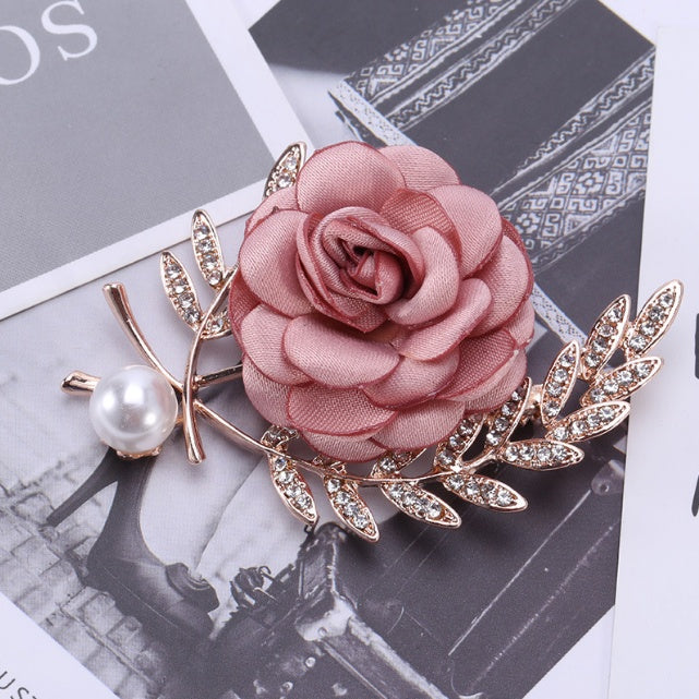 Fabric Flower Corsage Pin