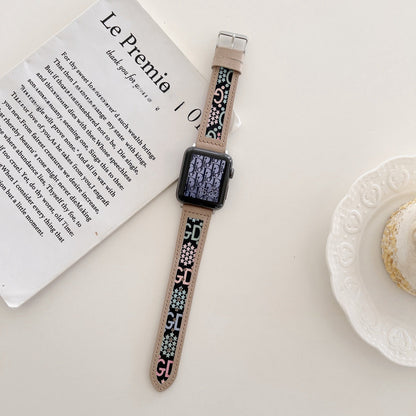 Knitted GD Hollow Leather Watch Band