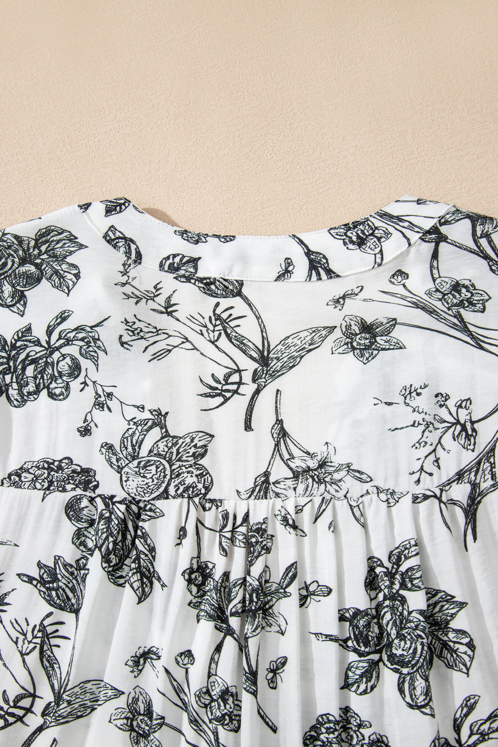 Floral Piping Trim Notch Neck Maxi Dress