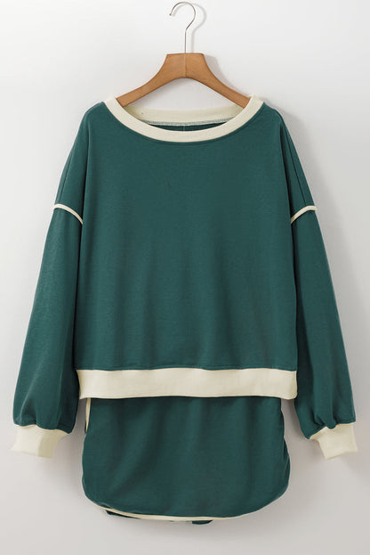 Colorblock Long Sleeve Top and Skort Set