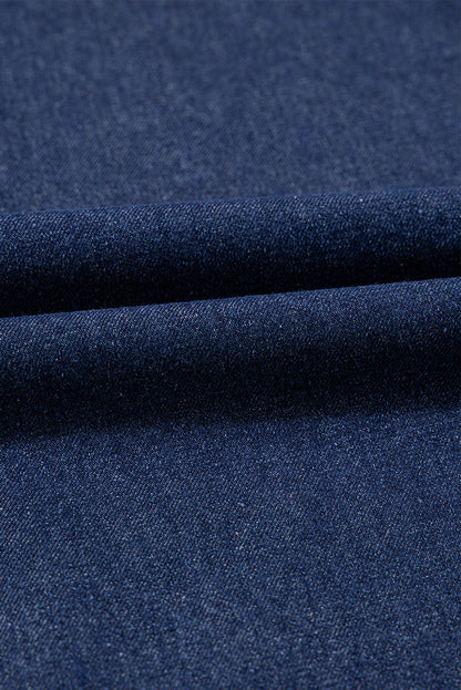 Denim Collared V-Neck Chest Pocket Dress