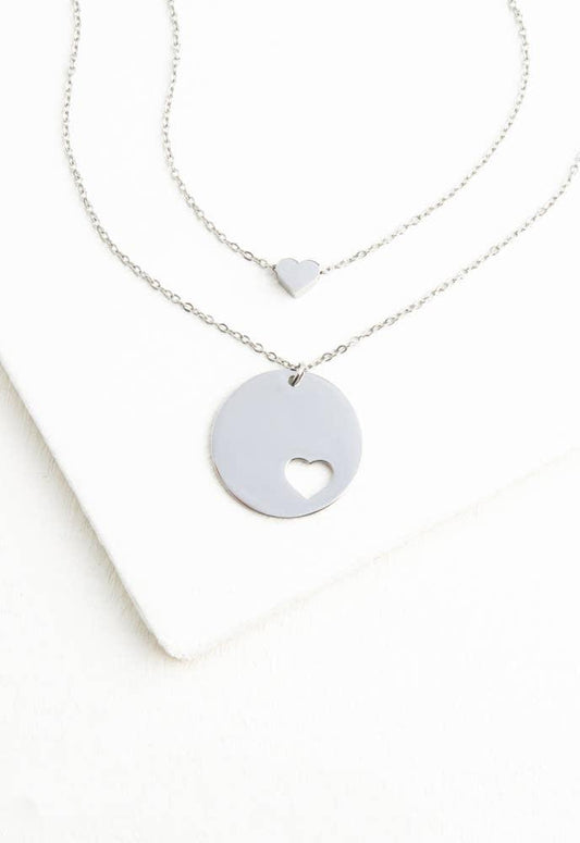 Forever In My Heart Necklace Set in Silver