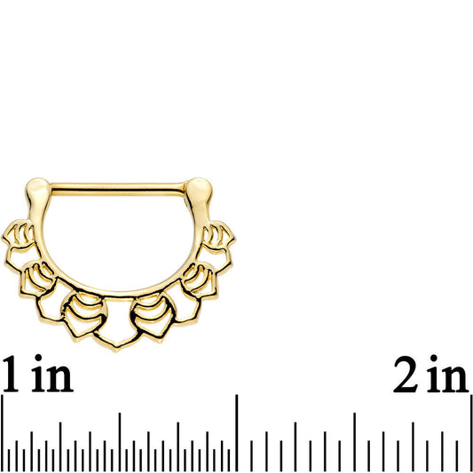 14G 9/16 Gold Plated Lattice Style Leaves Nipple Clicker Set